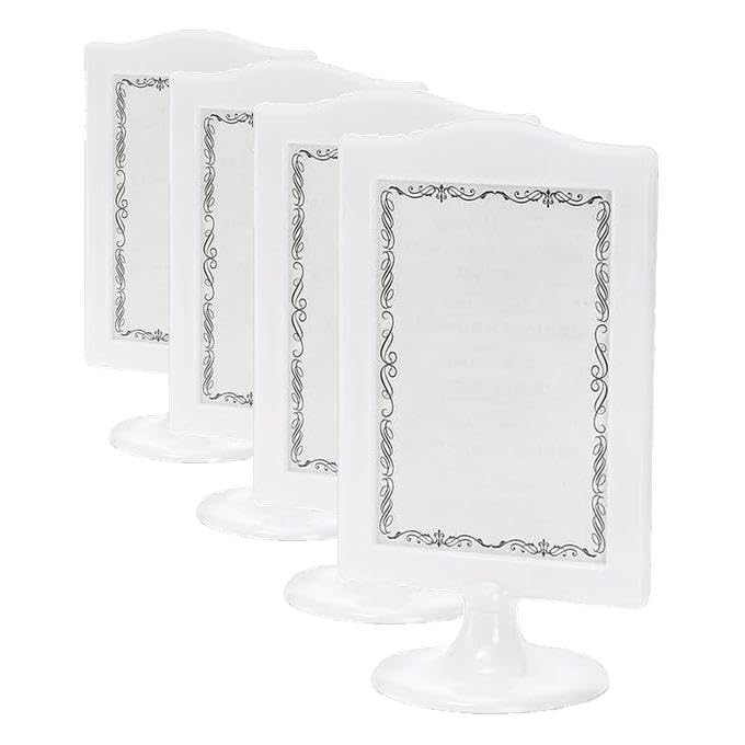 Lawei 10 PCS Double Sided Standing Picture Frames 4x6 Inch, Plastic Pedestal Photo Frame Bulk, White Vertical Picture Holder with Inserts & Base, Display Picture Frames for Wedding, Table