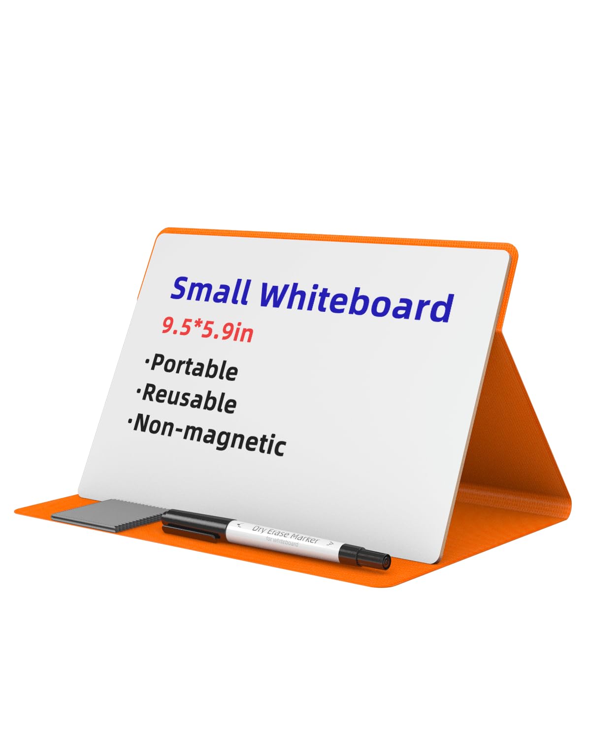 Small Dry Erase Board with Stand for Desk, Portable Reusable Desktop Notepad, 9.5 * 6.6in Memo White Board,Office Home Supplies Desk Accessories MH770 (Black)