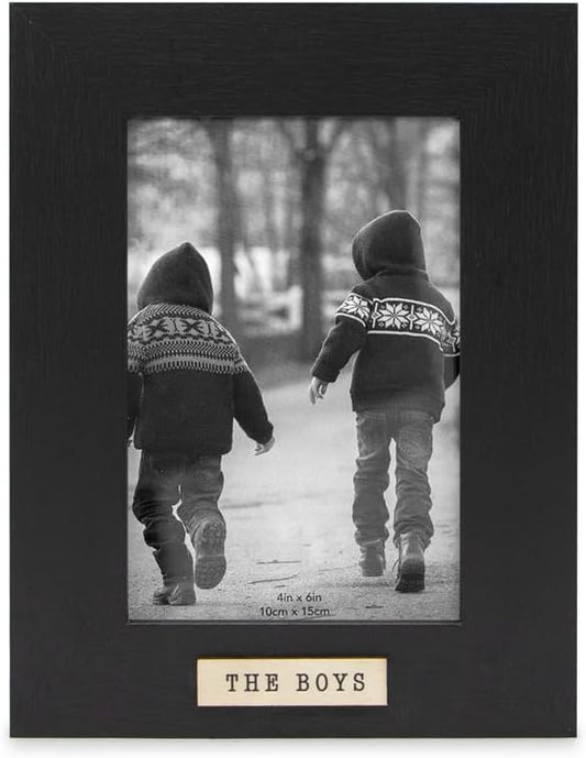 Isaac Jacobs 4x6 Black Wood Sentiments The Boys Picture Frame, Vertical