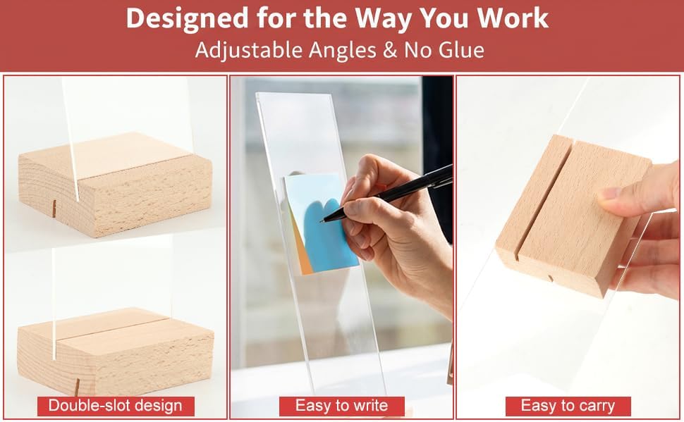 2 Pcs Monitor Memo Board with Removable Wooden Base