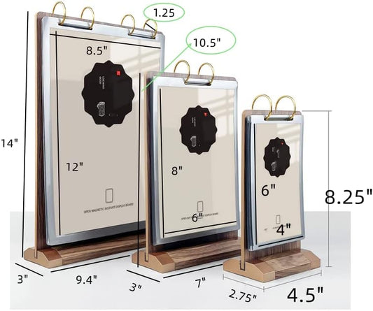 A5 Walnut Wood Sign Holder Vertical Table Flip Display 6 Page 12 Picture