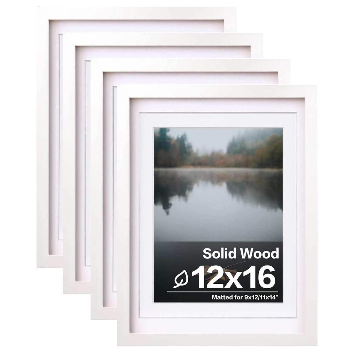 Egofine 8x10 Picture Frames Set of 4, Made of Solid Wood Covered by Plexiglass 4x6 and 5x7 with Mat or 8x10 without Mat, for Table Top Display and Wall Mounting Photo Frame Black