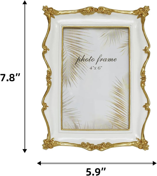Ferrisland 4x6 desktop and wall resin photo frame(White)