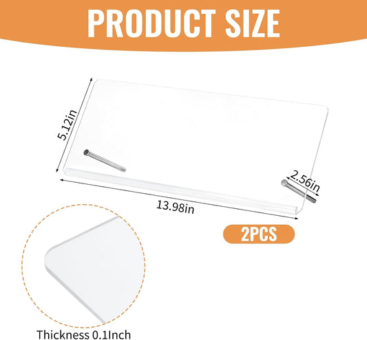 2 Pcs Monitor Memo Board Holders for Computer 14 x 5 inches Transparent Acrylic Sticky Note Holder Reusable Monitor Message Boards Computer Accessories for Office Work Desk (2, 14X5inch)