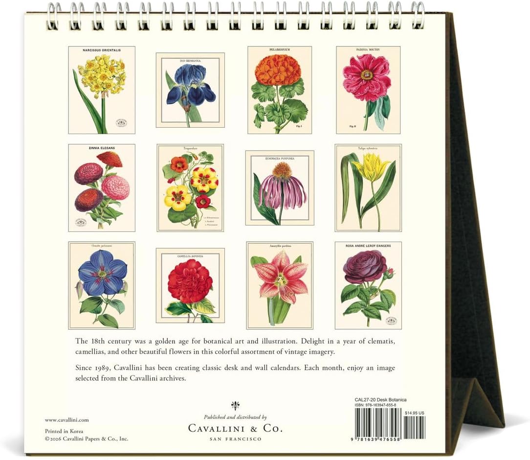 Cavallini 2027 Botanica Easel Desk Calendar, 6x6.5 Inches, 12 Month