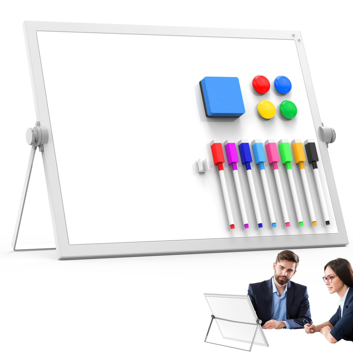 Small Dry Erase White Board,Magnetic Desktop Whiteboard with Stand