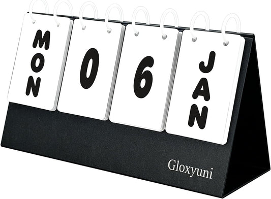 Paper vertical flip desk calendar, large-display desktop perpetual flip calendar, modern minimalist daily calendar with detachable plastic binder rings, suitable for home, office and classroom decoration, reusable year after year.