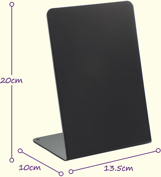 Magnet Board 7.87 x5.31 x 3.93 Stand Mini Black Metal Tabletop Memo Standing Magnetic Board for Desk - Magnetic Display for Back to School Menu Table, Photos,Memos (Black*2, 20 * 13.5 * 10cm)