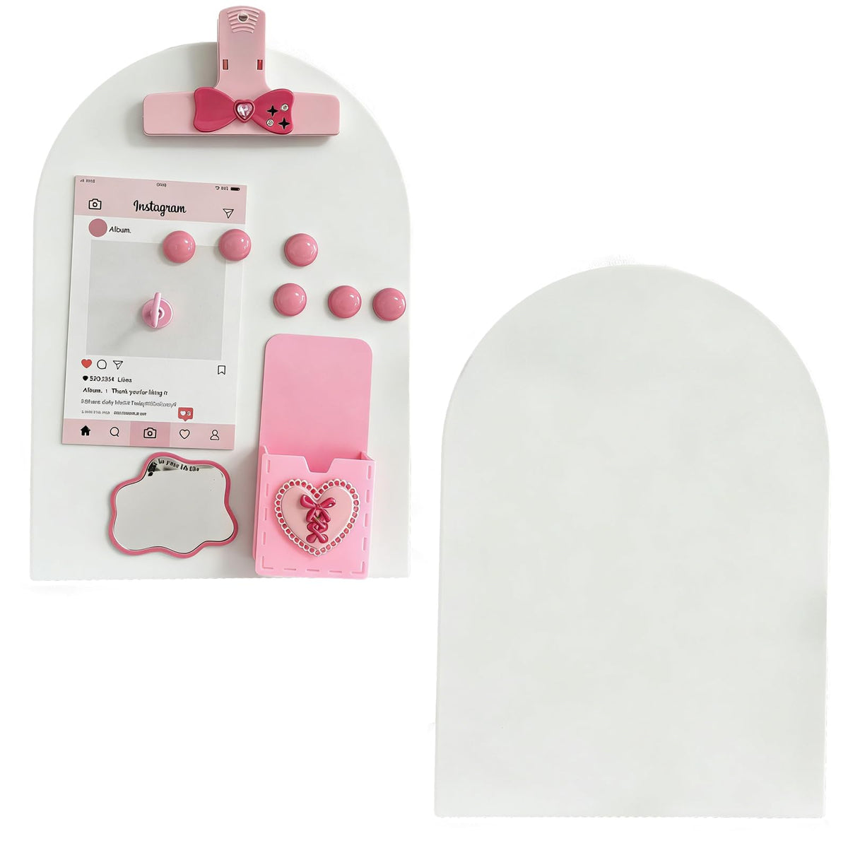 FLWAL 2 Pack Magnetic Bulletin Board, Metal Desktop Board with Bracket