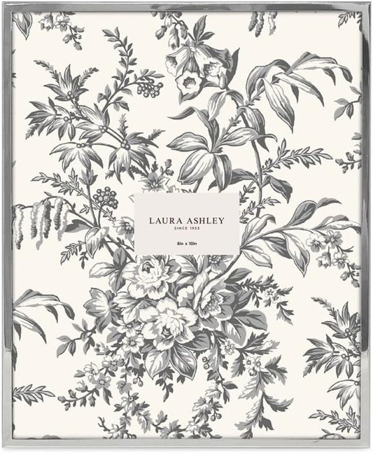 Laura Ashley 8x10 Silver Flat Metal Picture Frame w/Two-Way Easel Stand