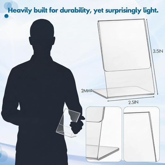 Ctosree 12 Pcs Acrylic L Shape Slant Desktop Photo Frame, 2.5 x 3.5 Inch