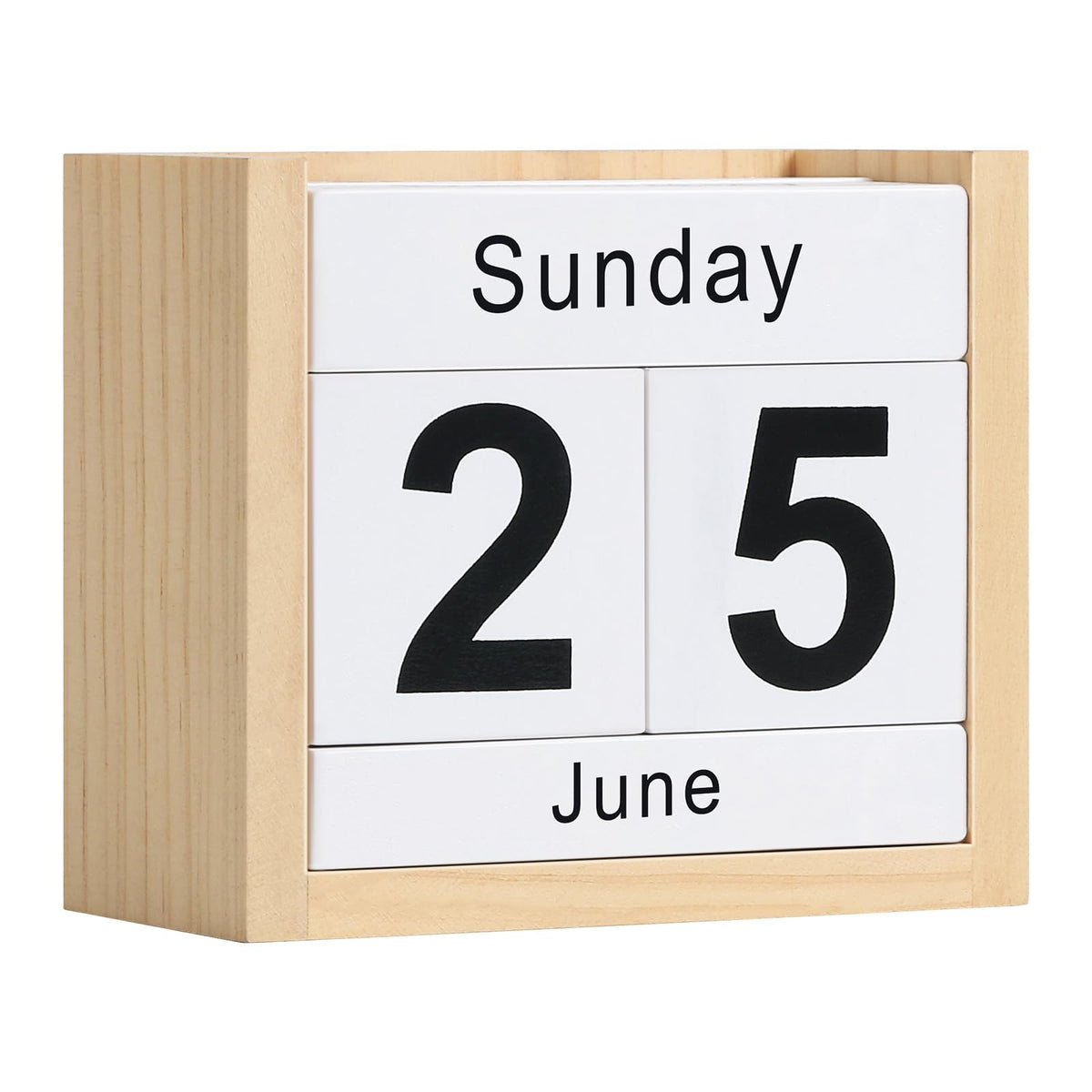 Wooden Block Calendar for Desk, Daily Desktop Perpetual Desk Calendar, Cute Date Display Blocks Desk Accessory for Home Office Decor, Teacher, Classroom, Reusable Yearly, Black