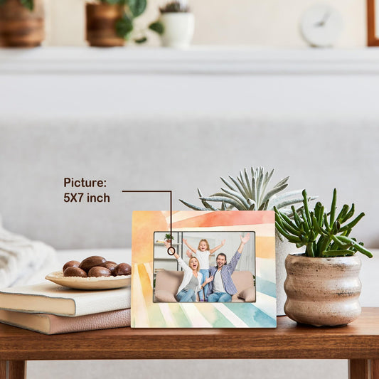 Boho Rainbow Sunshine Nursery Picture Frame 5x7, Boho Photo Frame, Abstract Sunshine Sunrise Sunset Picture Photo Frames for Kids Room Nursery Home Tabletop Desk Shelf Decor