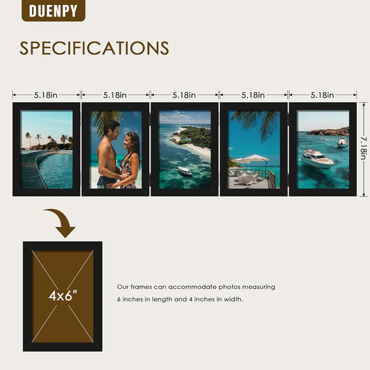 DUENPY 5 Folding 4x6 Accordion Wood Frame Plexiglass Black