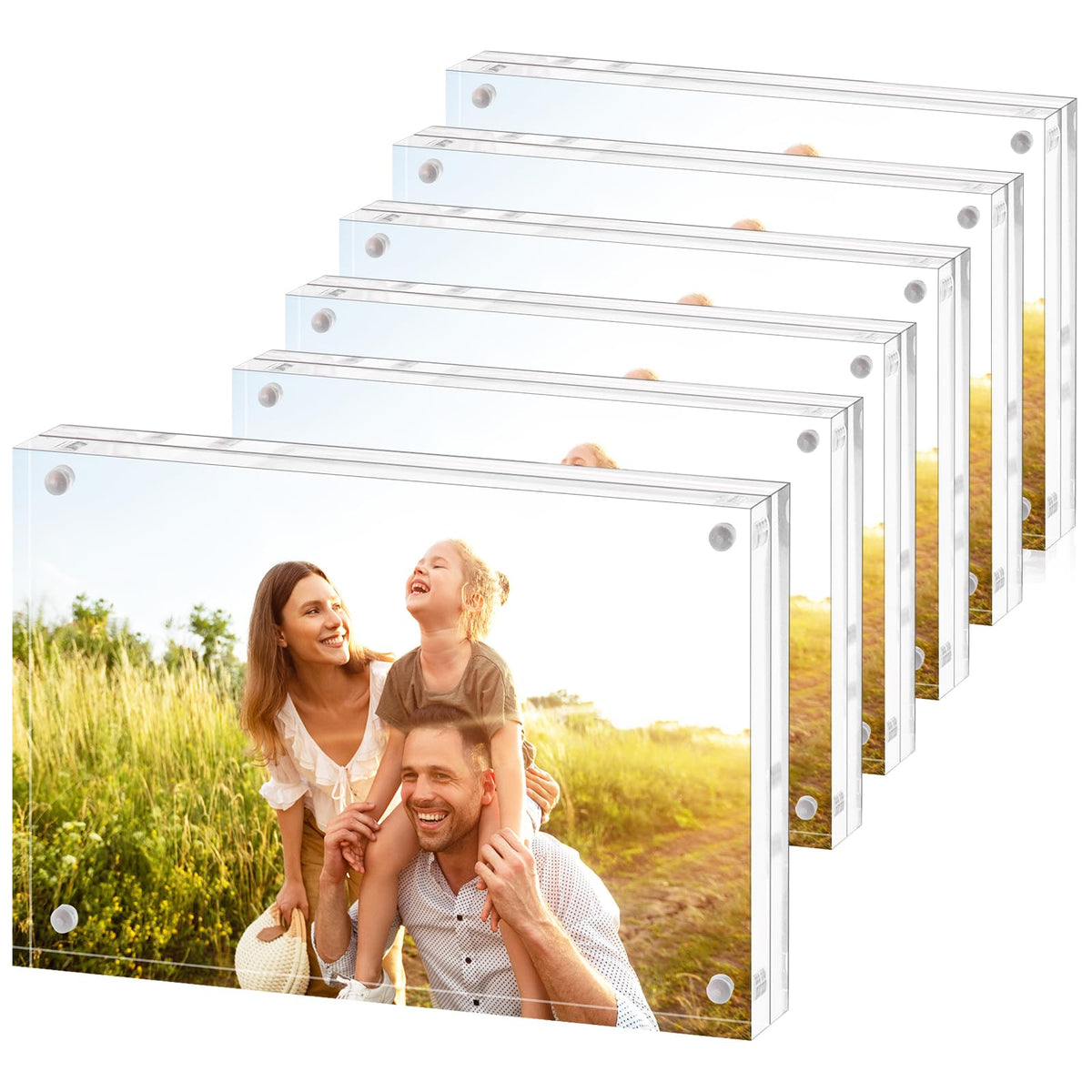 Fixwal 4x4 Acrylic Picture Frame, with Magnetic Desktop, 3 Pack