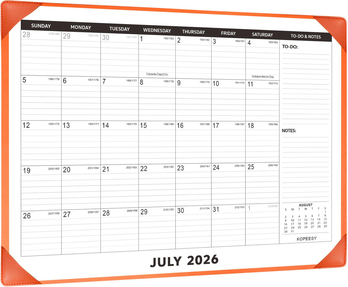 Desk Calendar 2026-2027 with Protective Mat 22" x 17"