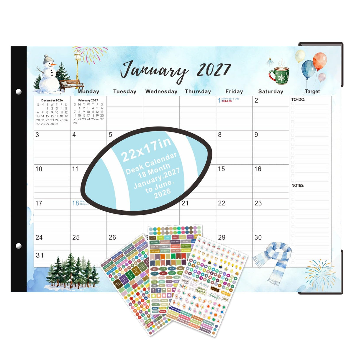 Large Desk Calendar 2026-2027 22x17 Inches,18 Month