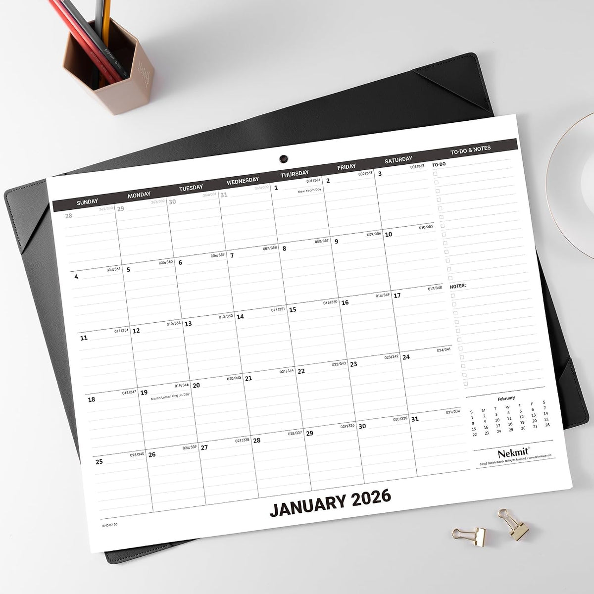 Nekmit Large Desk Calendar 2026 with Desk Protecting Pad, Runs from Jan 2026 - Jun 2027, Office Supplies 21" x 16 1/2" Desktop Calendar for Life Planning or Organizing