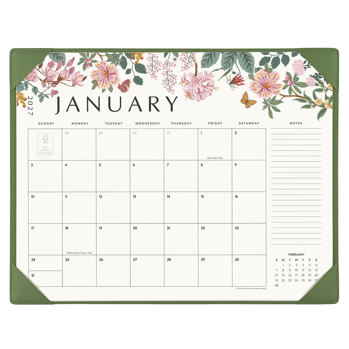 Cabbrix Desk Calendar 2027, Large Desk Pad Calendar 22 x 17" (Black)