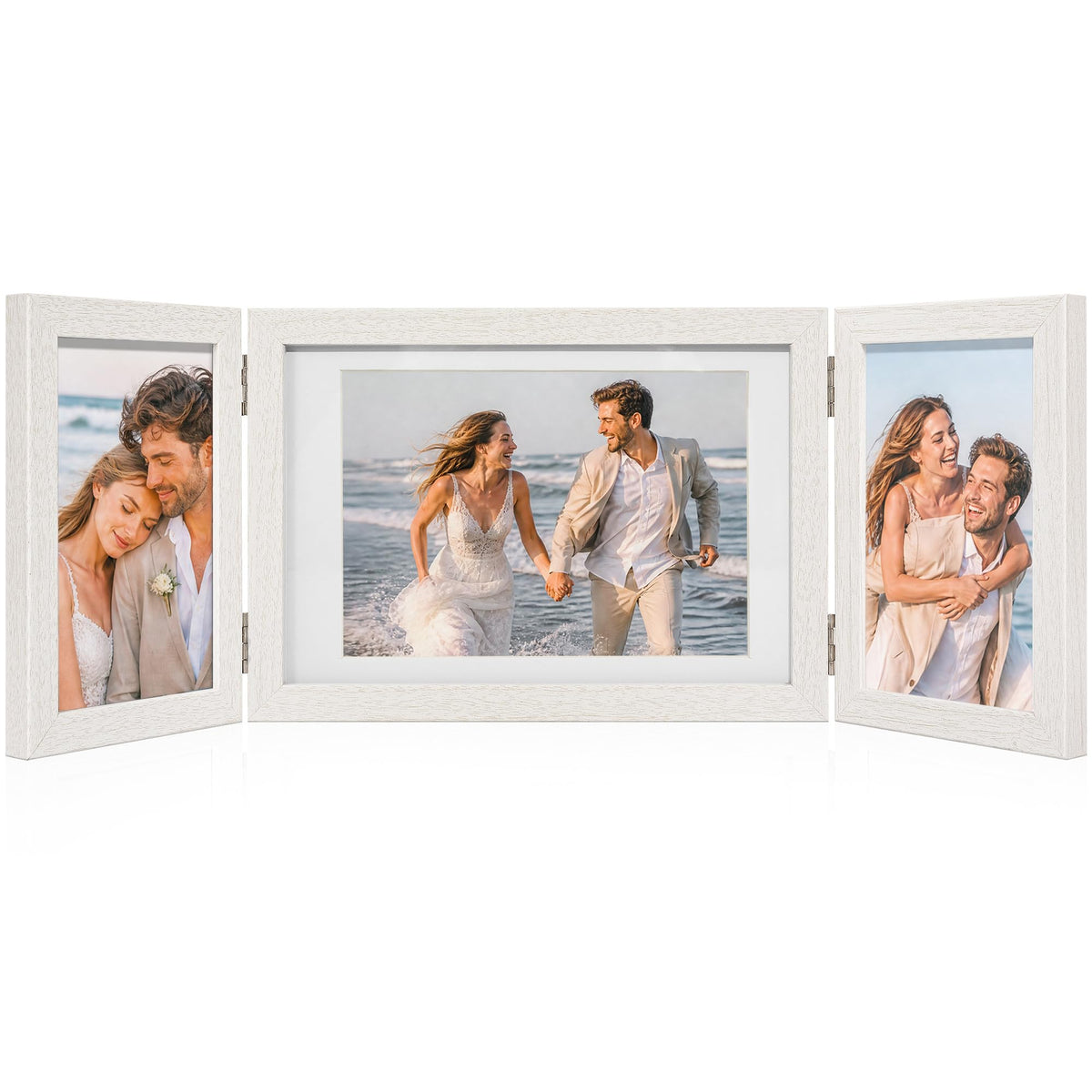 Afuly 3 Picture Frame 4x6 Black 5x7 Collage Triple Photo Frames for Desk