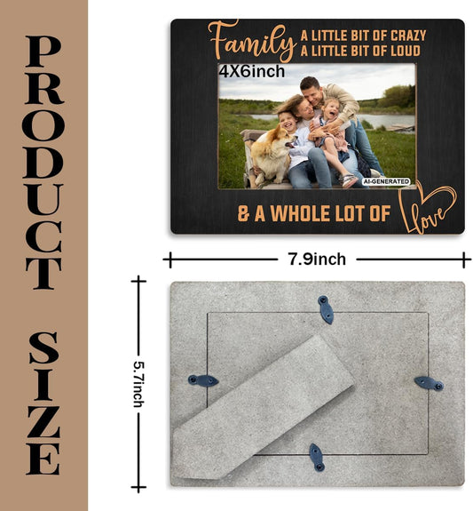 Family Photo Frame for Home Decor, A Little Bit of Crazy A Little Bit of Loud & A Whole Lot of Love Photo Frame, Holds 4 x 6 Inch Photos, Farmhouse Wooden Picture Frames Gift, Family Room Decor C1