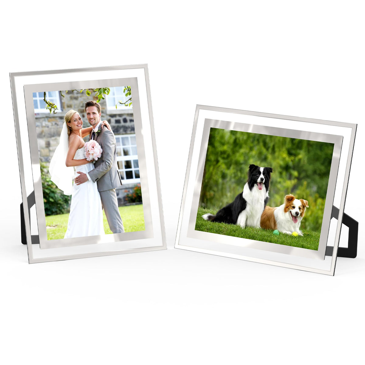 4x6 Picture Frames Set of 2, Desktop Clear Glass Photo Frame Horizontal or Vertical Display for Landscape, Portrait, Wedding, Pet Photos