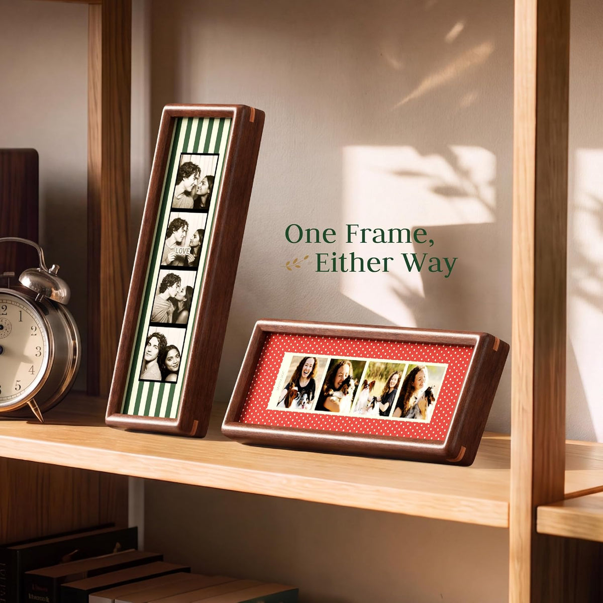 2 PCS Photo Booth Frames with 3 Vintage Mats for Wall & Desktop