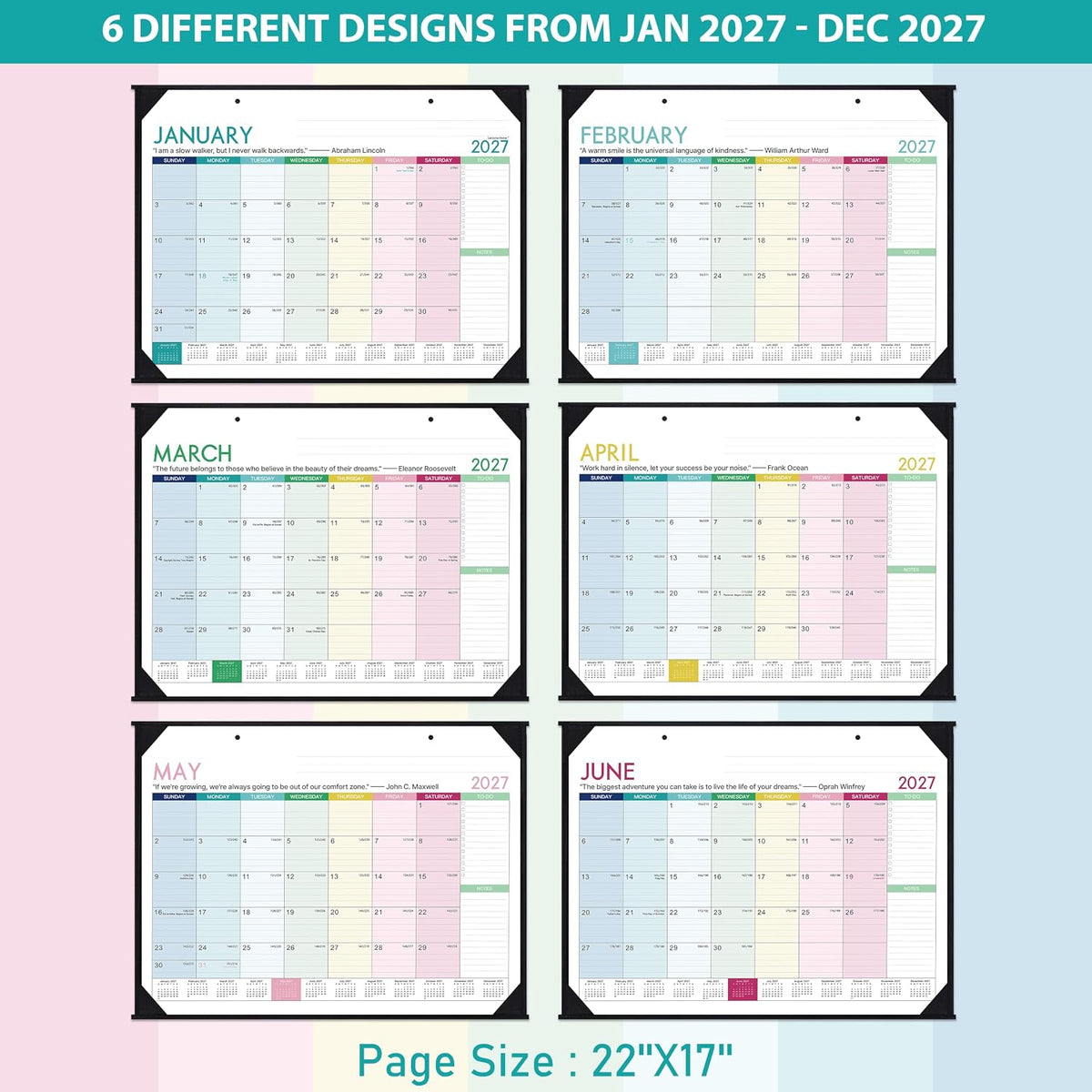2027 Desk Calendar - Desk Calendar 2027, 22" x 17",Jan 2027 - Dec 2027