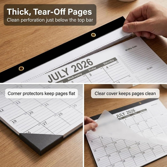 2-Pack Desk Calendar 2026-2027 - Two 18-Month Large Monthly Calendars (July 2026 - Dec 2027), 17" x 12" Desktop & Wall Calendars with Thick 120g Paper for Home and Office Sync
