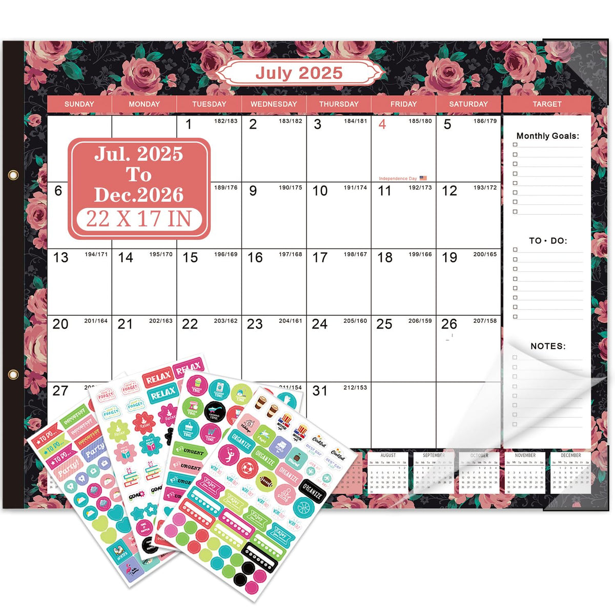 Lateefah Desk Calendar 2026, Large 22'' x 17'' Desk Calendar 2026-2027, 18 Month Desktop Calendars for Home & Office, Use Jan 2026 to June 2027