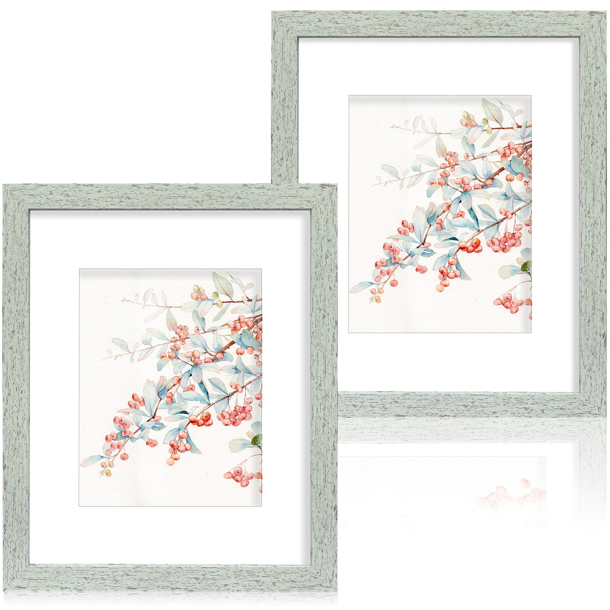 Hongkee 8x11 Picture Frame Set of 2, Real Glass, Rustic Brown Wood Frame