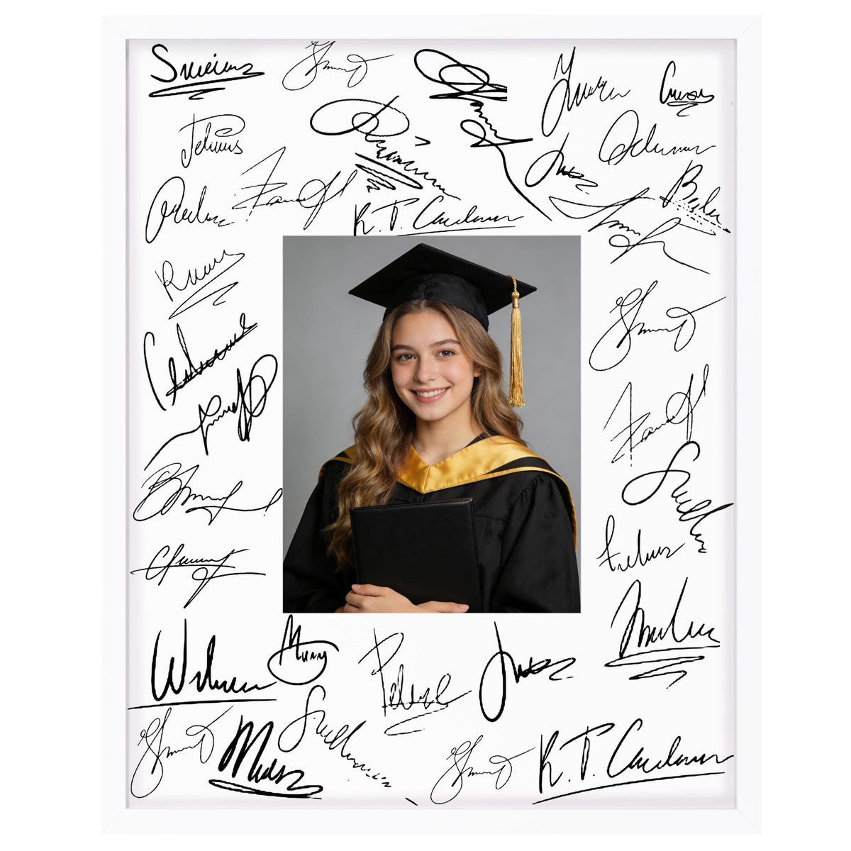 eletecpro 11x14 Signable Picture Frame with Clear Acrylic Cover, Signature Photo Frame with Mat Display 5x7 Photo for Tabletop or Wall, Wedding Guest Book Alternative, Graduation Decoration, Black