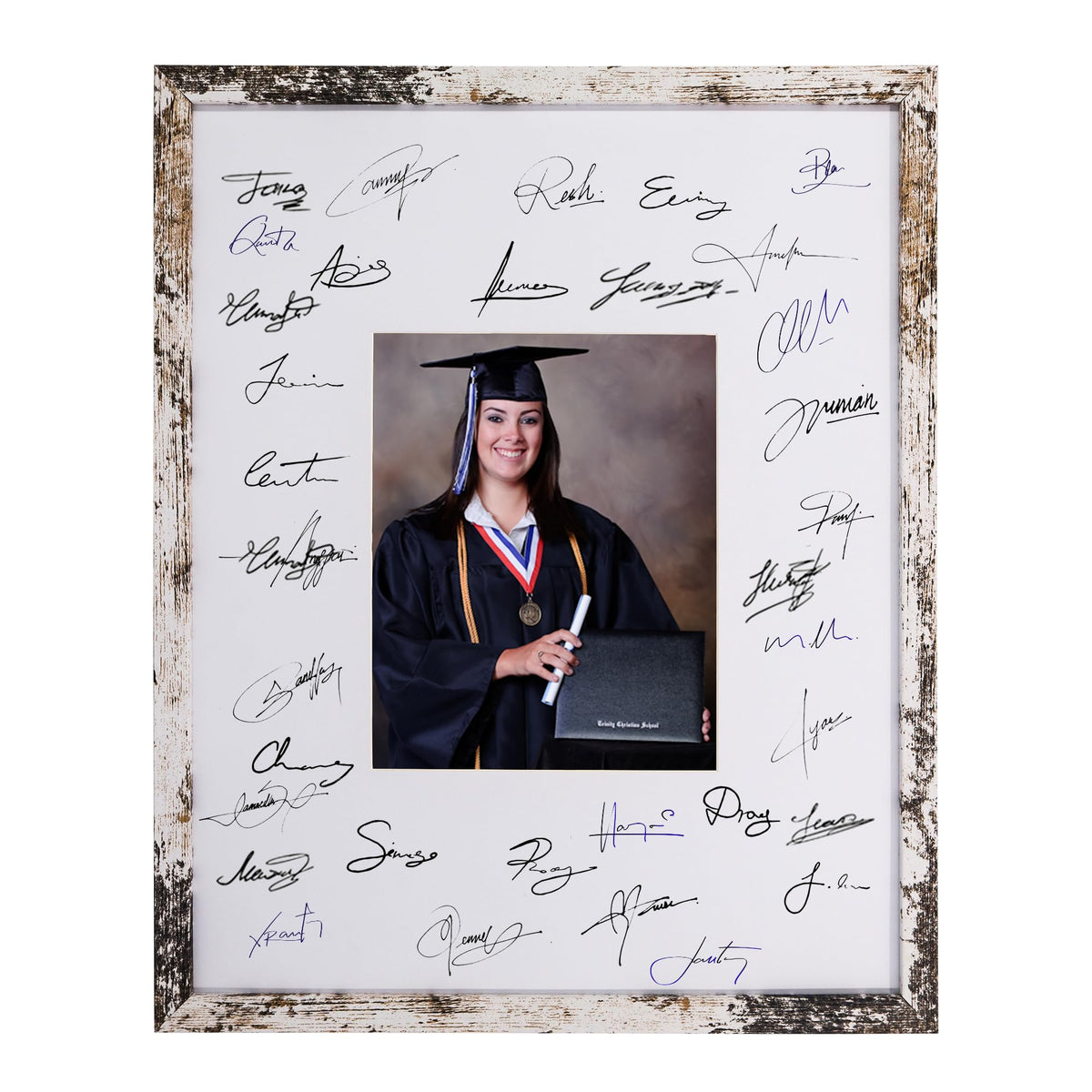 GarduationMall 11x14 Signature Picture Frame Holds 5x7 Photo with White Mat for Wedding Graduation | Wall or Tabletop Display