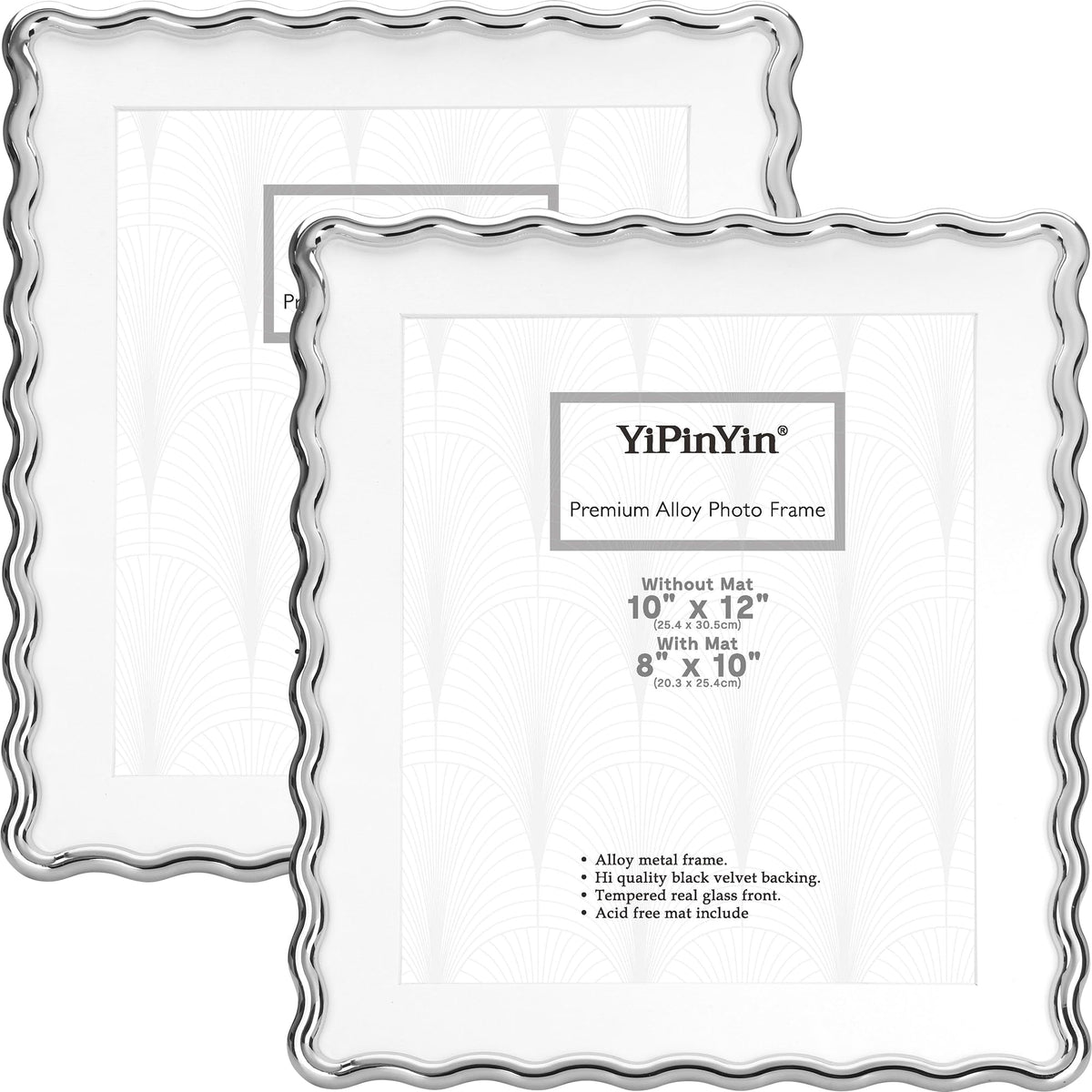 YiPinYin 4x6‘’ Gold Picture Frames Set of 2,High-End Heavy Duty Zinc Alloy Photo Frames with Wave Design,Velvet Backing, Dual Use for Desktop Display & Wall Hanging