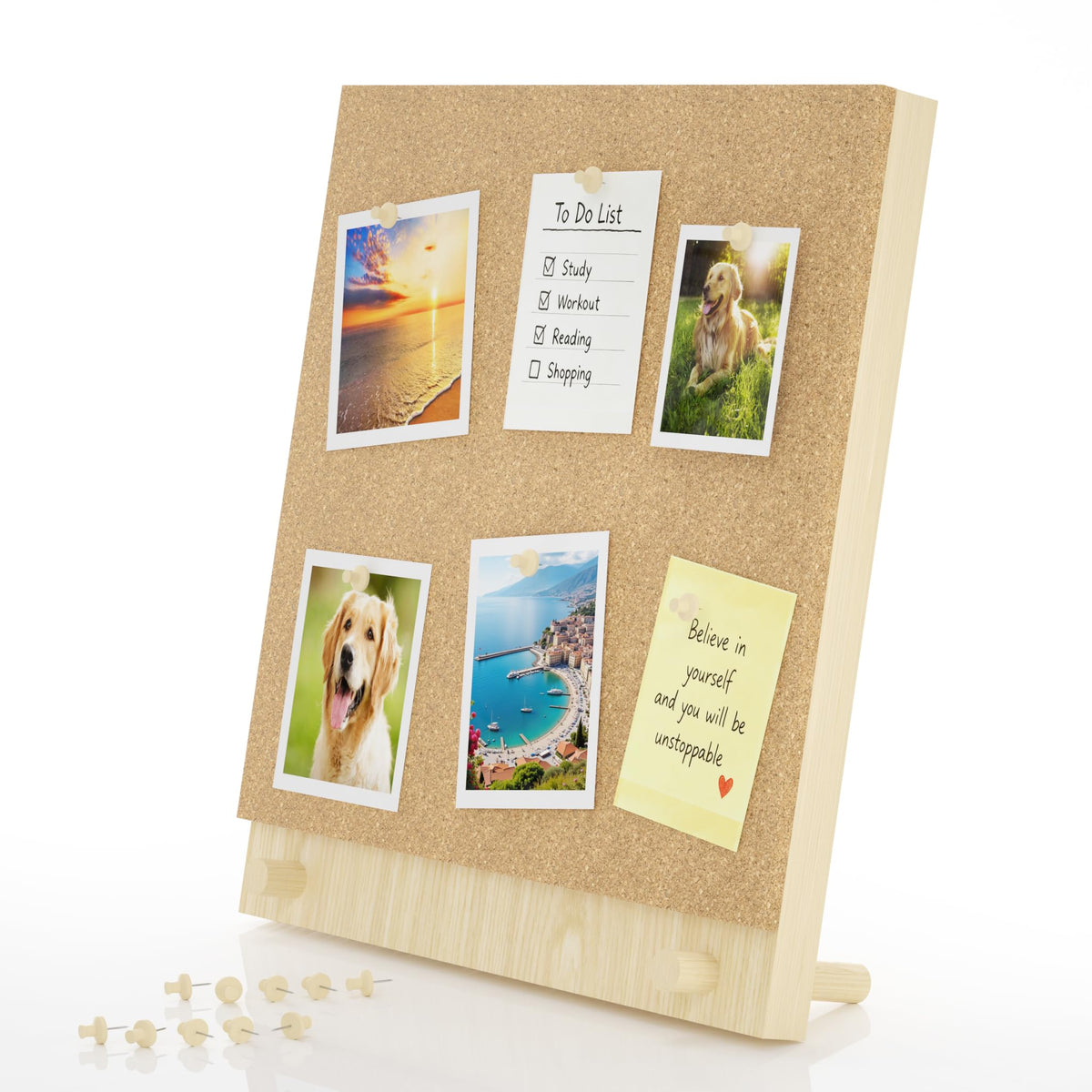 Trycooling Wood Frame Bulletin Board, Cork Board, Wood, Small