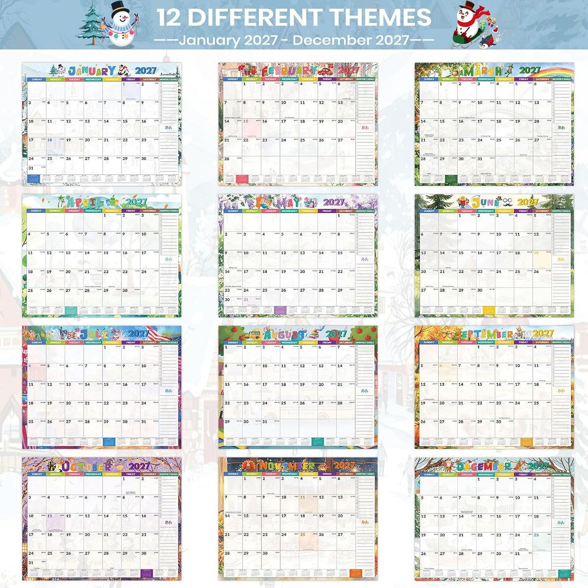 2027 Calendar - 2027 Desk Calendar, 22" x 17", Jan.2027 - Dec.2027