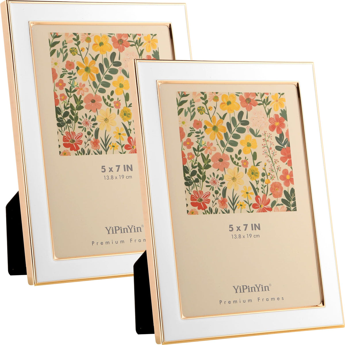 YiPinYin 5x7''Jasper Green Enamel Picture Frames with Gold-Plated Metal Frame Design,HD-Real Glass & Velvet Back,for Countertop,Tabletop Display,Bookshelf,Wall Décor