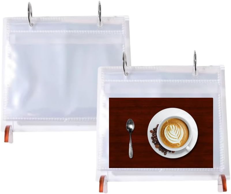 2 Sets Desktop Small Photo Album 4x6, Recipe Cards Protectors Clear