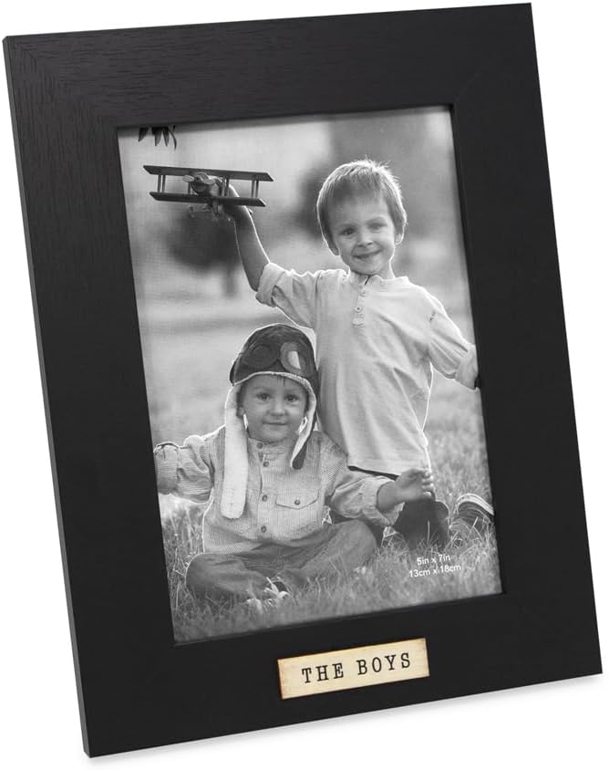 Isaac Jacobs 4x6 Black Wood Sentiments The Boys Picture Frame, Vertical