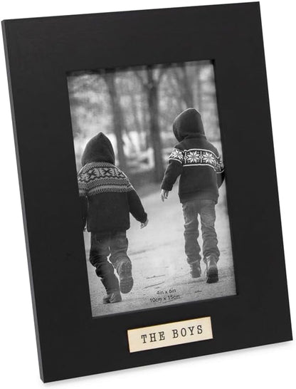 Isaac Jacobs 4x6 Black Wood Sentiments The Boys Picture Frame, Vertical
