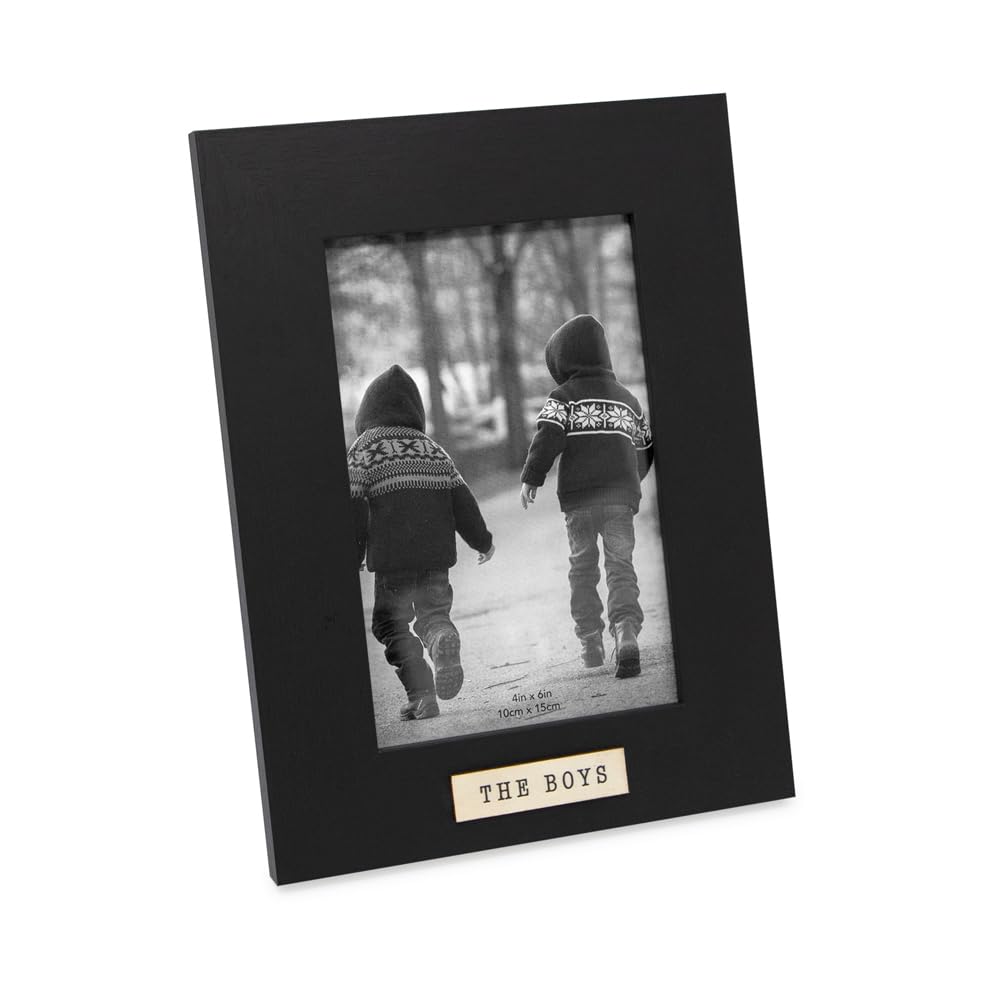 Isaac Jacobs 4x6 Black Wood Sentiments The Boys Picture Frame, Vertical