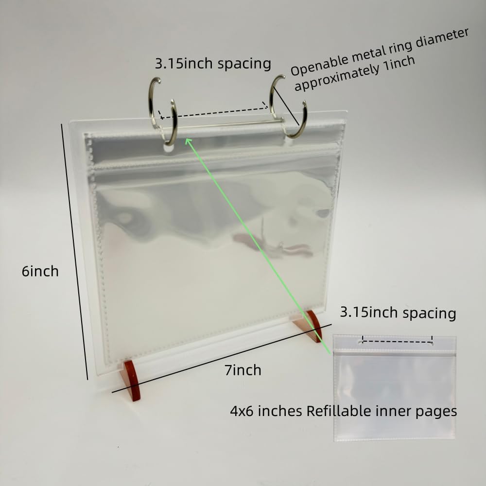 2 Sets Desktop Small Photo Album 4x6, Recipe Cards Protectors Clear