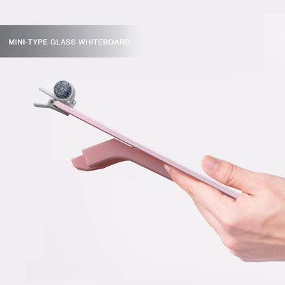 Pink Mini Desktop Pure Glass Whiteboard, Small Glass Dry-Erase Whiteboard