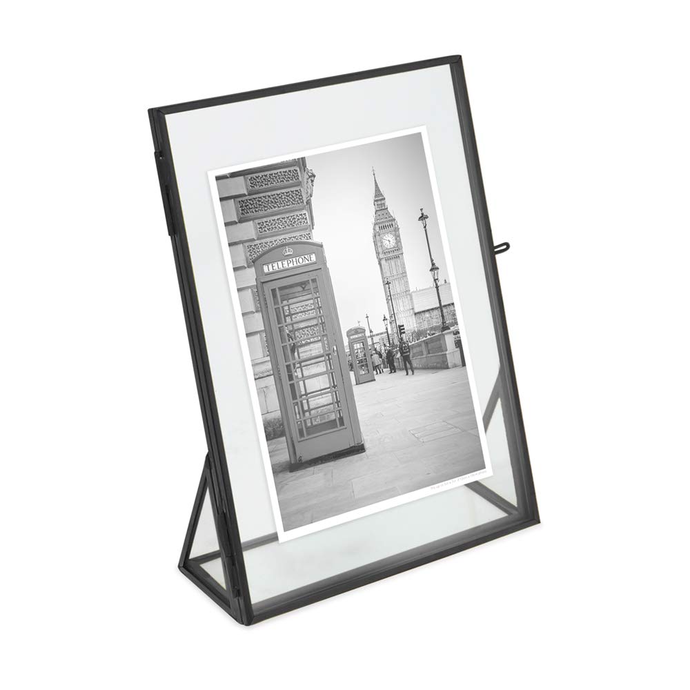 Isaac Jacobs 2x3 Gold Vertical Floating Photo Frame ClaspLock&Angled Base