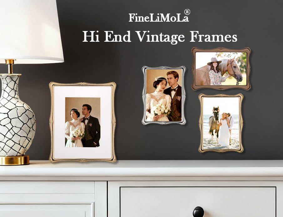 5 x7'' Premium Alloy Gold Photo Frame - Luxury Display Hi End Décor Picture Frames 7x5'' with Velvet Backing,Hi End Décor Metal Frames