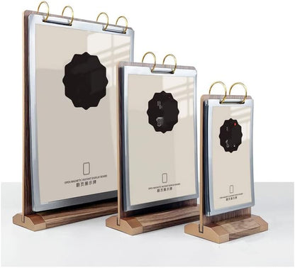 A5 Walnut Wood Sign Holder Vertical Table Flip Display 6 Page 12 Picture