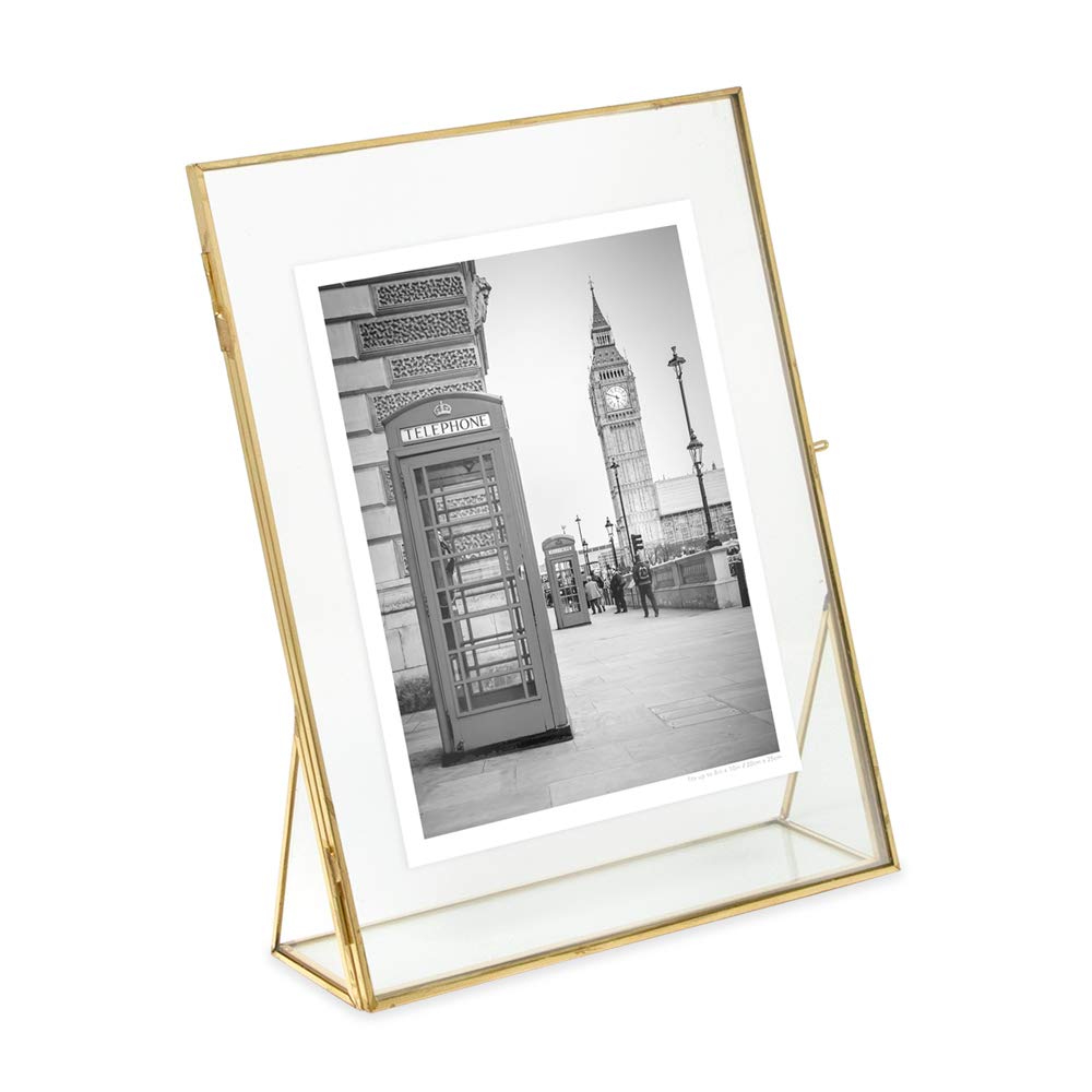 Isaac Jacobs 2x3 Gold Vertical Floating Photo Frame ClaspLock&Angled Base