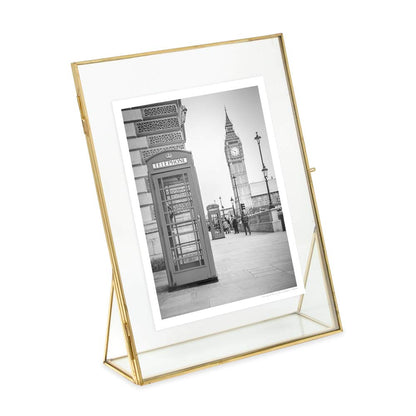Isaac Jacobs 2x3 Gold Vertical Floating Photo Frame ClaspLock&Angled Base