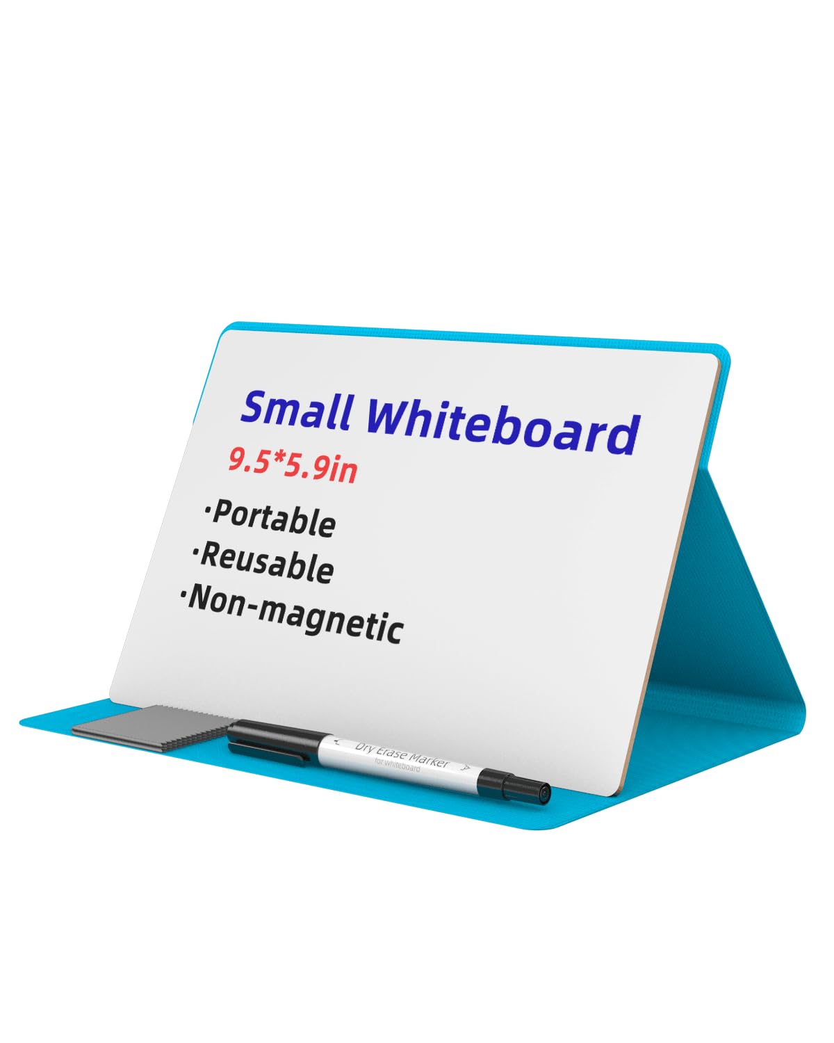 Small Dry Erase Board with Stand for Desk, Portable Reusable Desktop Notepad, 9.5 * 6.6in Memo White Board,Office Home Supplies Desk Accessories MH770 (Black)