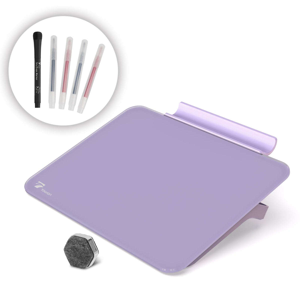 Rose Gold Mini Desktop Pure Glass Whiteboard, Small Glass Dry-Erase Stand